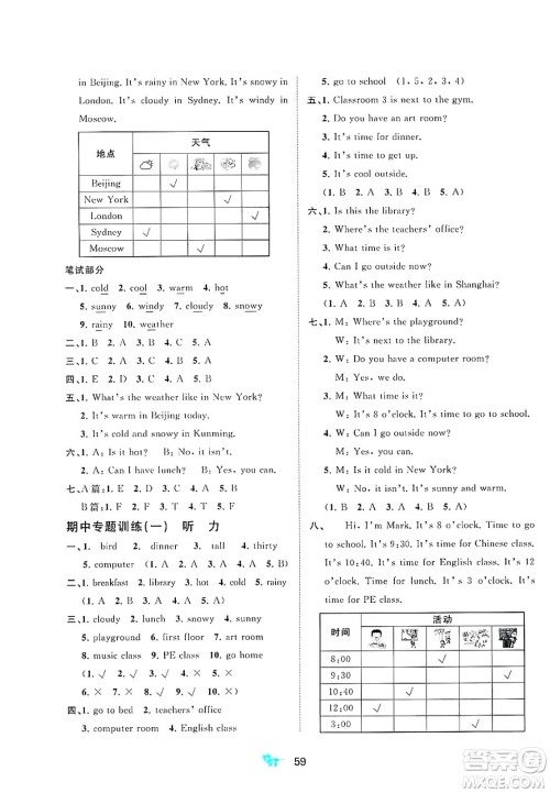 广西师范大学出版社2025年春新课程学习与测评单元双测四年级英语下册A版人教版答案