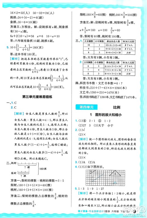 江西人民出版社2025年春王朝霞德才兼备作业创新设计六年级数学下册苏教版答案