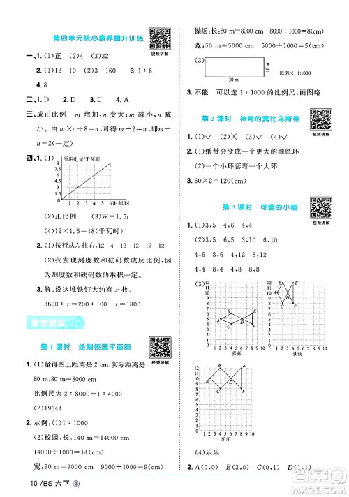 江西教育出版社2025年春阳光同学课时优化作业六年级数学下册北师大版福建专版答案