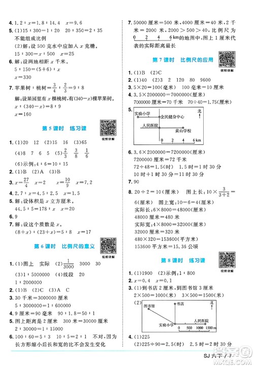 江西教育出版社2025年春阳光同学课时优化作业六年级数学下册苏教版安徽专版答案 江西教育出版社2025年春阳光同学课时优化作业六年级数学下册苏教版安徽专版答案