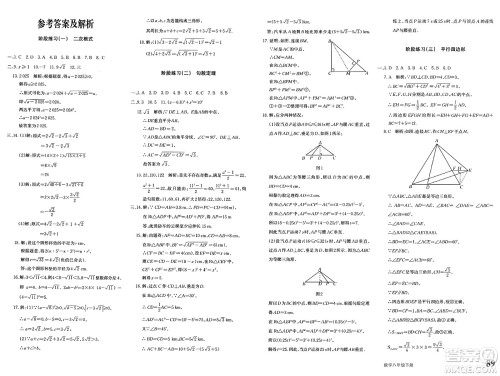新疆青少年出版社2025年春优学1+1评价与测试八年级数学下册通用版答案