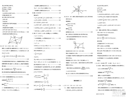 新疆青少年出版社2025年春优学1+1评价与测试八年级数学下册通用版答案