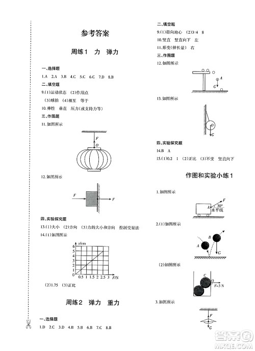 新疆青少年出版社2025年春优学1+1评价与测试八年级物理下册通用版答案