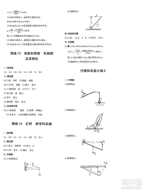 新疆青少年出版社2025年春优学1+1评价与测试八年级物理下册通用版答案