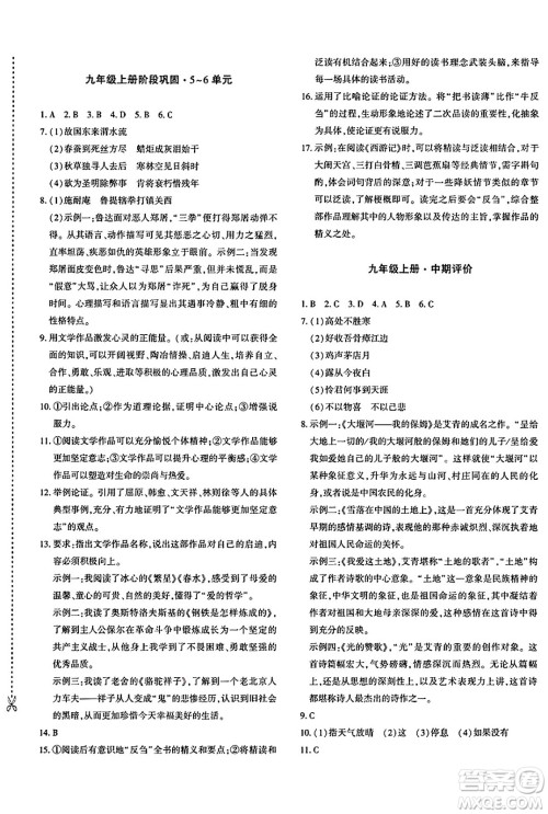 新疆青少年出版社2025年春优学1+1评价与测试九年级语文下册通用版答案 新疆青少年出版社2025年春优学1+1评价与测试九年级语文下册通用版答案