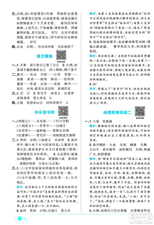 江西教育出版社2025年春阳光同学课时优化作业五年级语文下册人教版陕西专版答案 江西教育出版社2025年春阳光同学课时优化作业五年级语文下册人教版陕西专版答案