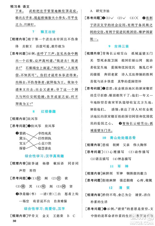 江西教育出版社2025年春阳光同学课时优化作业五年级语文下册人教版陕西专版答案 江西教育出版社2025年春阳光同学课时优化作业五年级语文下册人教版陕西专版答案