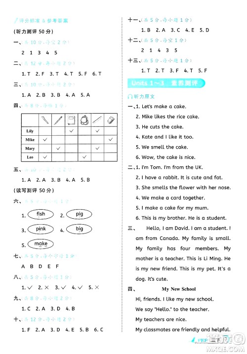 江西教育出版社2025年春阳光同学课时优化作业三年级英语下册人教PEP版答案 江西教育出版社2025年春阳光同学课时优化作业三年级英语下册人教PEP版答案