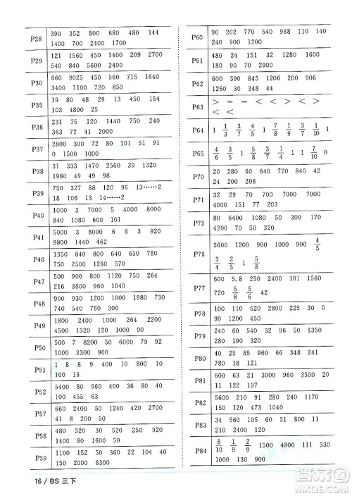 江西教育出版社2025年春阳光同学课时优化作业三年级数学下册北师大版答案