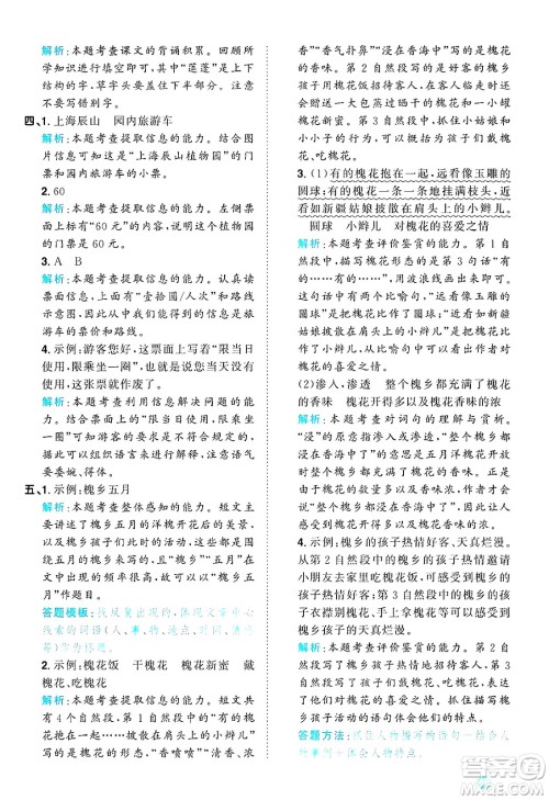 江西教育出版社2025年春阳光同学课时优化作业三年级语文下册人教版答案