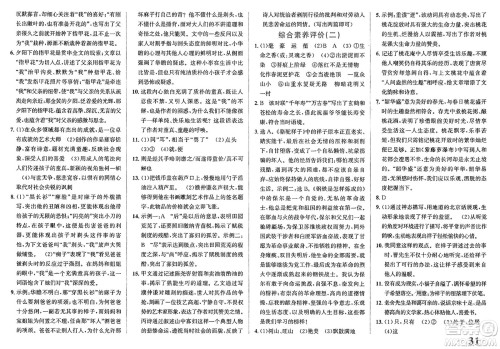 浙江教育出版社2025年春自主高效练七年级语文下册通用版答案