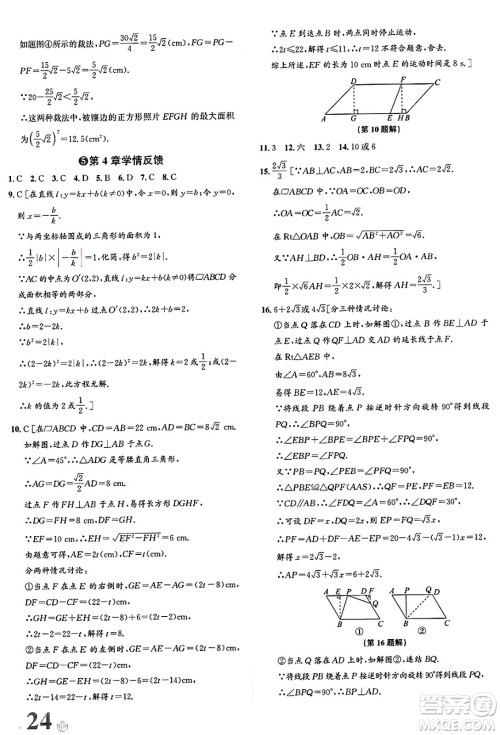 浙江教育出版社2025年春自主高效练八年级数学下册浙教版答案