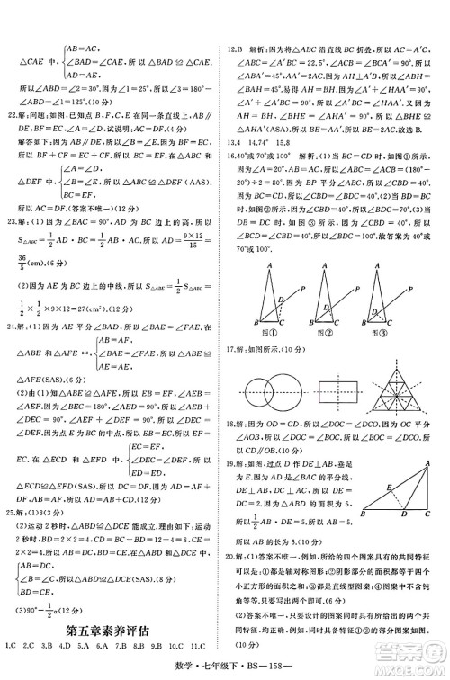 延边大学出版社2025年春优翼新领程七年级数学下册北师大版答案