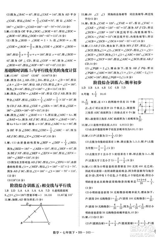 延边大学出版社2025年春优翼新领程七年级数学下册北师大版答案