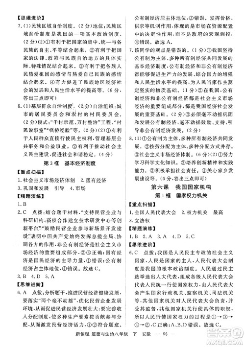 延边大学出版社2025年春优翼新领程八年级道德与法治下册通用版安徽专版答案