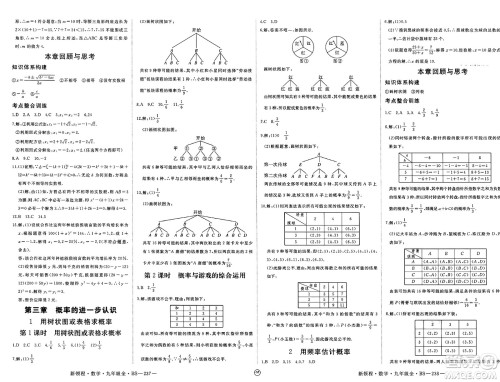 延边大学出版社2025年春优翼新领程九年级数学下册北师大版贵州专版答案
