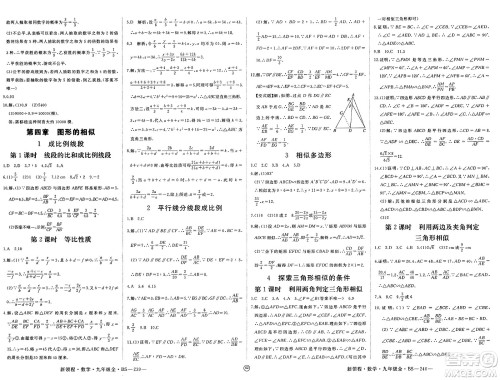 延边大学出版社2025年春优翼新领程九年级数学下册北师大版贵州专版答案
