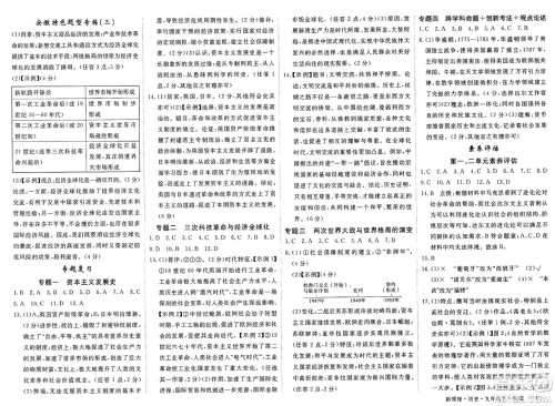 延边大学出版社2025年春优翼新领程九年级历史下册人教版安徽专版答案