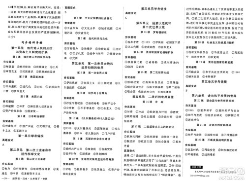 延边大学出版社2025年春优翼新领程九年级历史下册人教版安徽专版答案