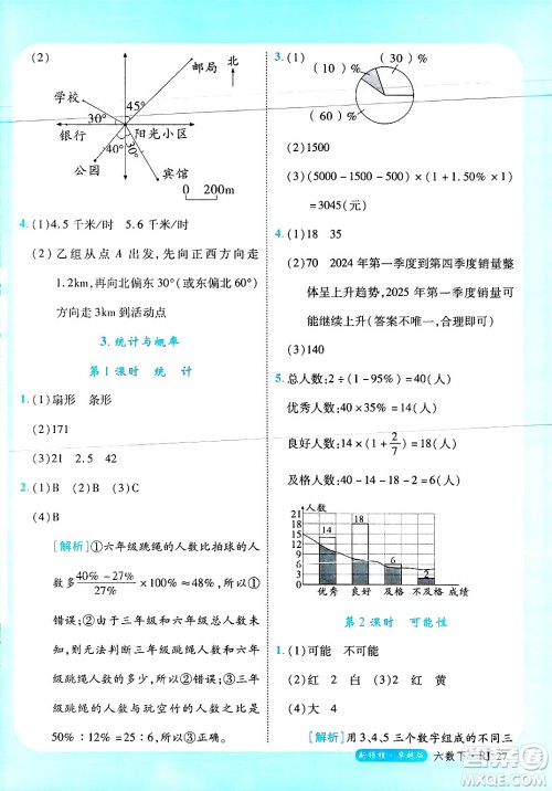 延边大学出版社2025年春优翼新领程六年级数学下册人教版浙江专版答案