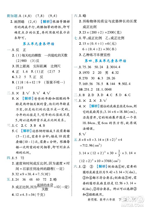 合肥工业大学出版社2025年春优翼新领程六年级数学下册冀教版答案