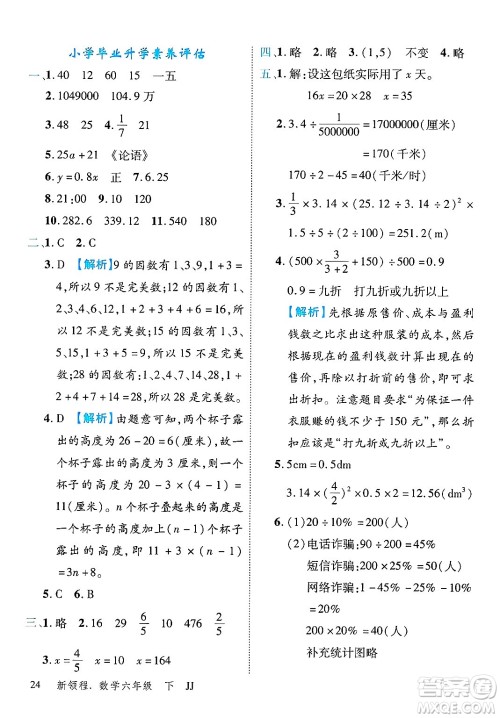 合肥工业大学出版社2025年春优翼新领程六年级数学下册冀教版答案