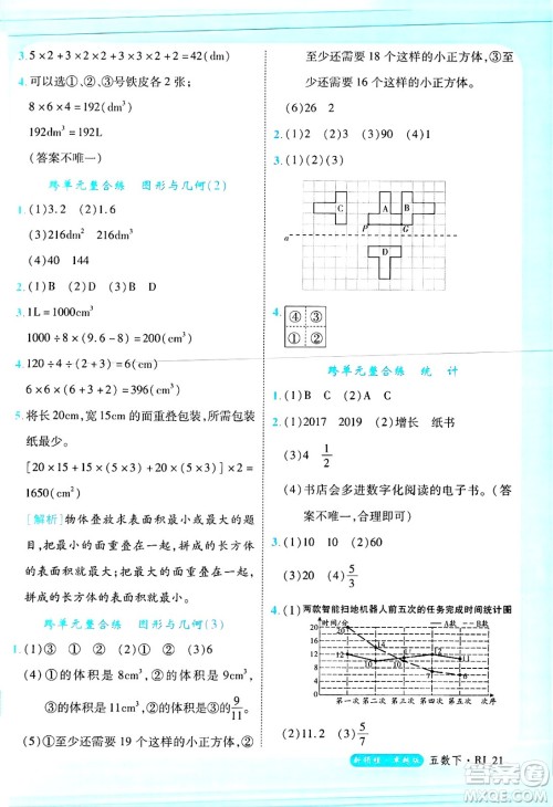 延边大学出版社2025年春优翼新领程卓越版五年级数学下册人教版浙江专版答案