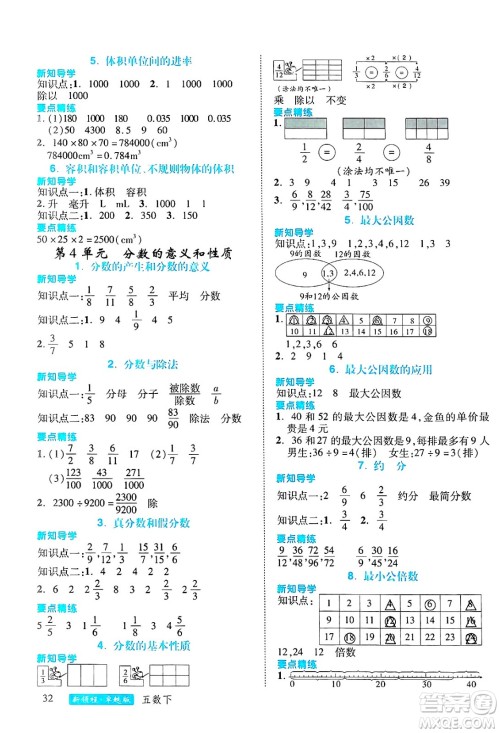 延边大学出版社2025年春优翼新领程卓越版五年级数学下册人教版浙江专版答案