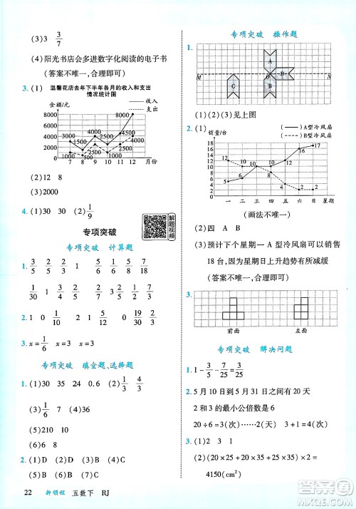 延边大学出版社2025年春优翼新领程五年级数学下册人教版广东专版答案