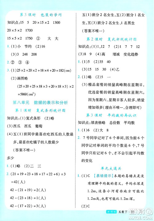 宁夏人民教育出版社2025年春优翼新领程五年级数学下册北师大版答案