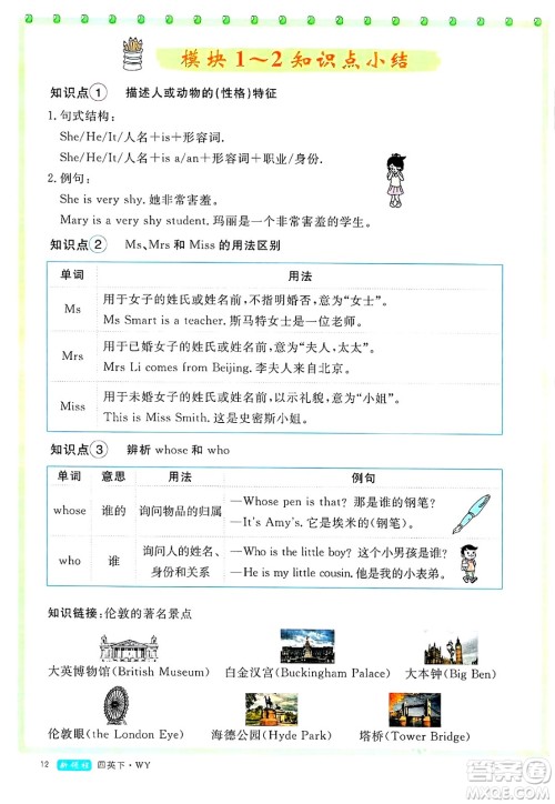 合肥工业大学出版社2025年春优翼新领程四年级英语下册外研版答案