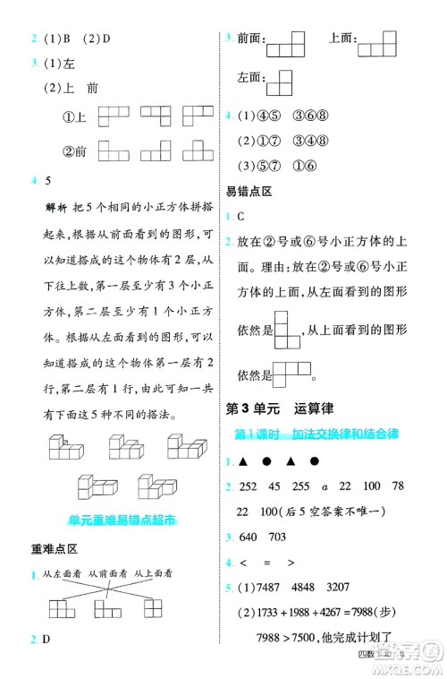 武汉出版社2025年春优翼新领程四年级数学下册人教版福建专版答案 武汉出版社2025年春优翼新领程四年级数学下册人教版福建专版答案