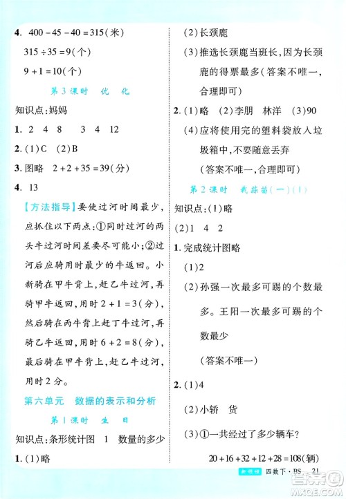 延边大学出版社2025年春优翼新领程四年级数学下册北师大版答案