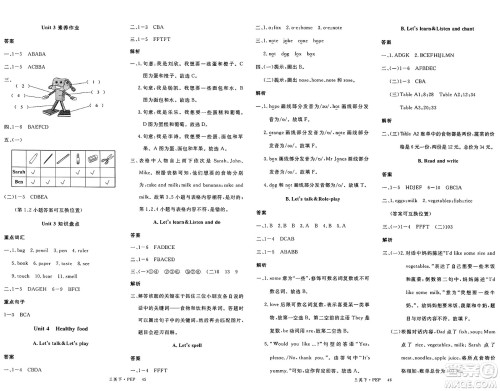 延边大学出版社2025年春优翼新领程三年级英语下册人教PEP版答案