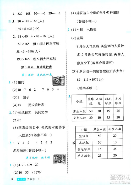 延边大学出版社2025年春优翼新领程三年级数学下册人教版答案