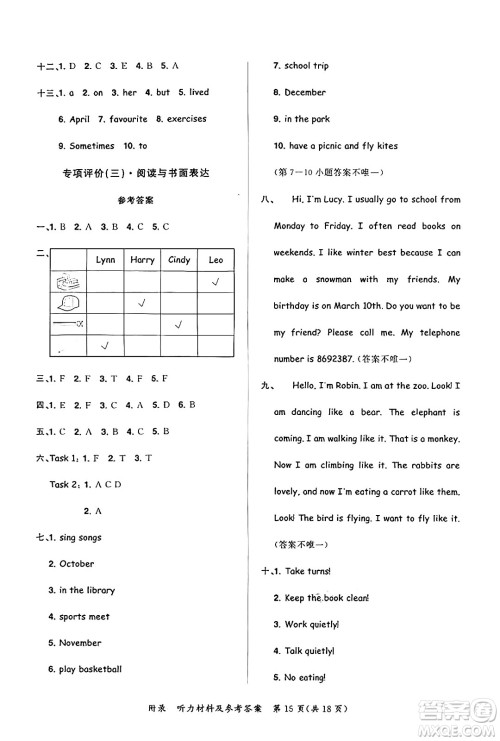 龙门书局2025年春黄冈小状元达标卷五年级英语下册人教PEP版答案