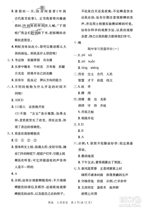 龙门书局2025年春黄冈小状元达标卷三年级语文下册人教版答案 龙门书局2025年春黄冈小状元达标卷三年级语文下册人教版答案
