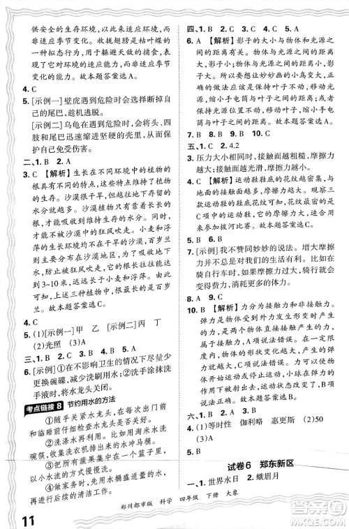 江西人民出版社2025年春王朝霞郑州期末真题精编四年级科学下册大象版郑州都市版答案 江西人民出版社2025年春王朝霞郑州期末真题精编四年级科学下册大象版郑州都市版答案