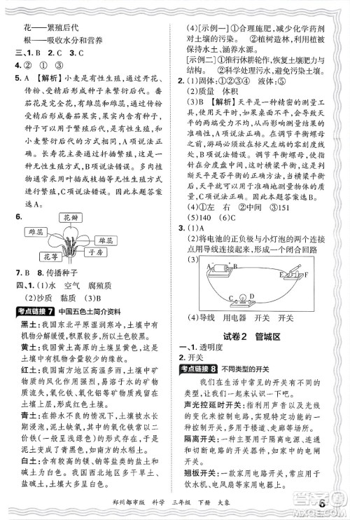 江西人民出版社2025年春王朝霞郑州期末真题精编三年级科学下册大象版郑州都市版答案 江西人民出版社2025年春王朝霞郑州期末真题精编三年级科学下册大象版郑州都市版答案