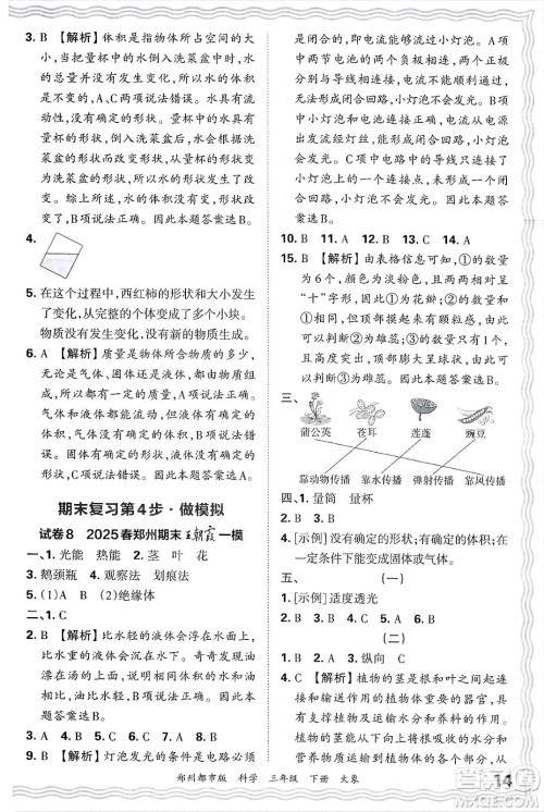 江西人民出版社2025年春王朝霞郑州期末真题精编三年级科学下册大象版郑州都市版答案 江西人民出版社2025年春王朝霞郑州期末真题精编三年级科学下册大象版郑州都市版答案