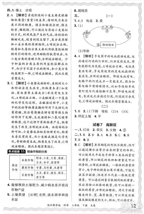 江西人民出版社2025年春王朝霞郑州期末真题精编三年级科学下册大象版郑州都市版答案 江西人民出版社2025年春王朝霞郑州期末真题精编三年级科学下册大象版郑州都市版答案
