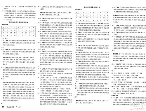 新疆青少年出版社2025年春神龙教育非常海淀单元测试AB卷七年级生物下册鲁科版答案