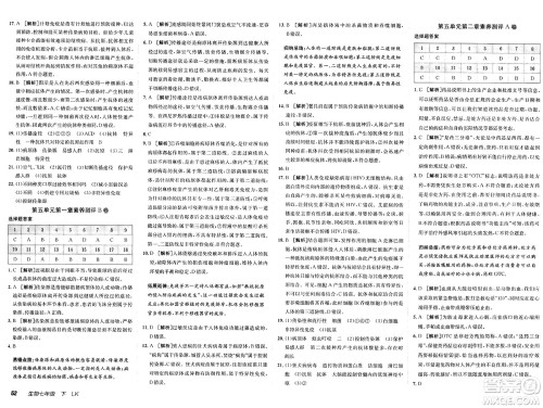 新疆青少年出版社2025年春神龙教育非常海淀单元测试AB卷七年级生物下册鲁科版答案