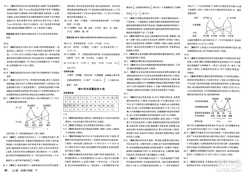 新疆青少年出版社2025年春神龙教育非常海淀单元测试AB卷八年级生物下册苏教版答案