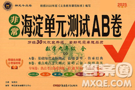 新疆青少年出版社2025年春神龙教育非常海淀单元测试AB卷九年级数学下册青岛版答案