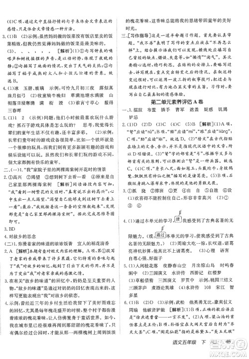 新疆青少年出版社2025年春神龙教育非常海淀单元测试AB卷五年级语文下册人教版答案