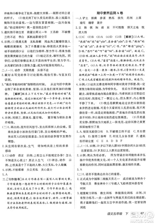 新疆青少年出版社2025年春神龙教育非常海淀单元测试AB卷五年级语文下册人教版答案