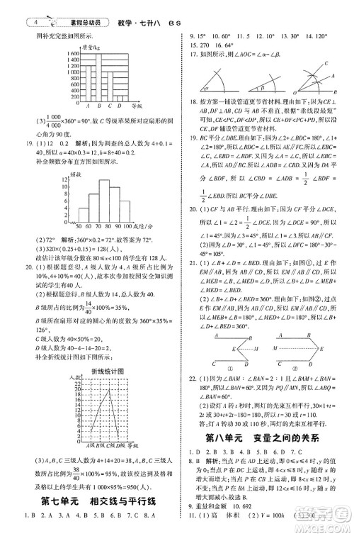 宁夏人民教育出版社2025年经纶学霸暑假总动员七年级数学全册北师大版答案