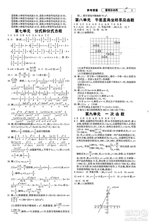宁夏人民教育出版社2025年经纶学霸暑假总动员八年级数学全册人教版答案