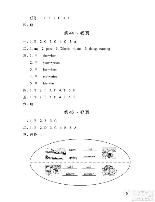海燕出版社2025年暑假生活五年级英语全册人教版答案